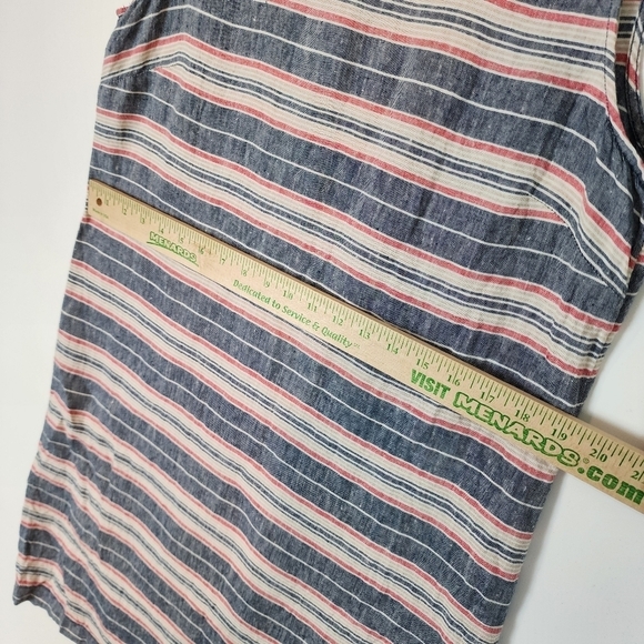St. Tropez West 100% Linen Stripe Summer Dress Breathable Beachy Red Blue Tan 10 - Picture 10 of 11